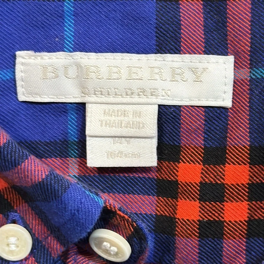 BURBERRY Boys 14 Button Up Plaid Dress Shirt
